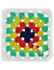 Red Heart Granny Square Soft White - Green Scream