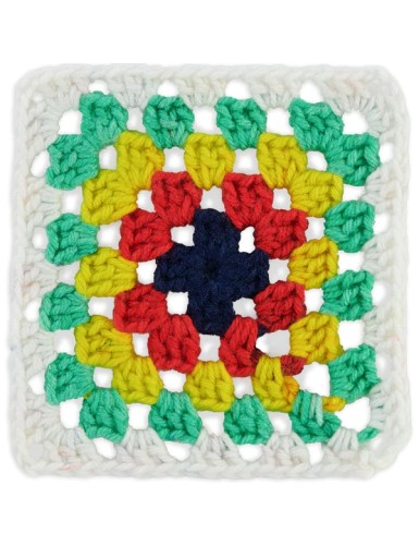 Red Heart Granny Square Soft White - Green Scream