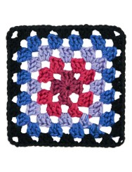 Red Heart Granny Square Black Hyper Violet