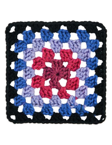 Red Heart Granny Square Black Hyper Violet