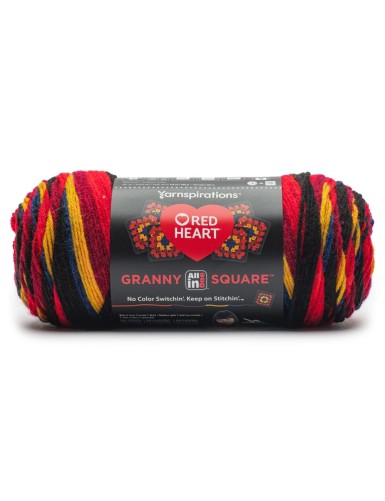 Red Heart Granny Square Black - Moody Cherry